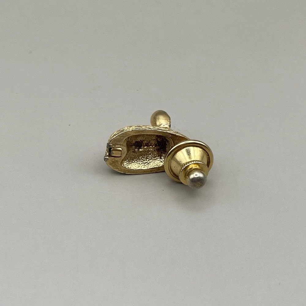 Lot of 2 Vintage Avon Animal Pins Brooches Owls + Mouse Gold‎ Tone Rhinestone